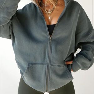 Joah Brown Oversized Zip Hoodie NWT